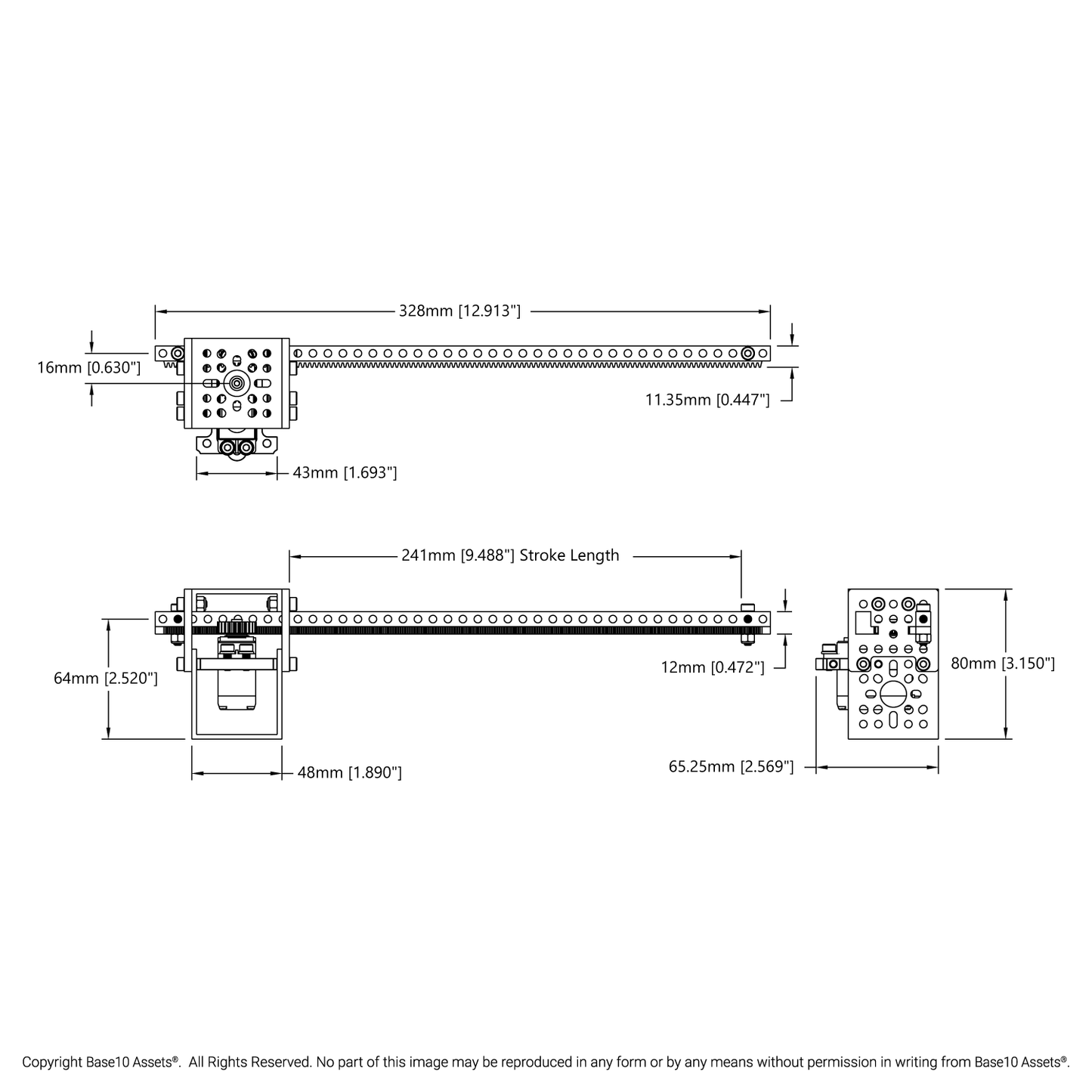 Servo-Driven Gear Rack Kit (27kg Thrust, 60 mm/sec, Single Gear Rack)