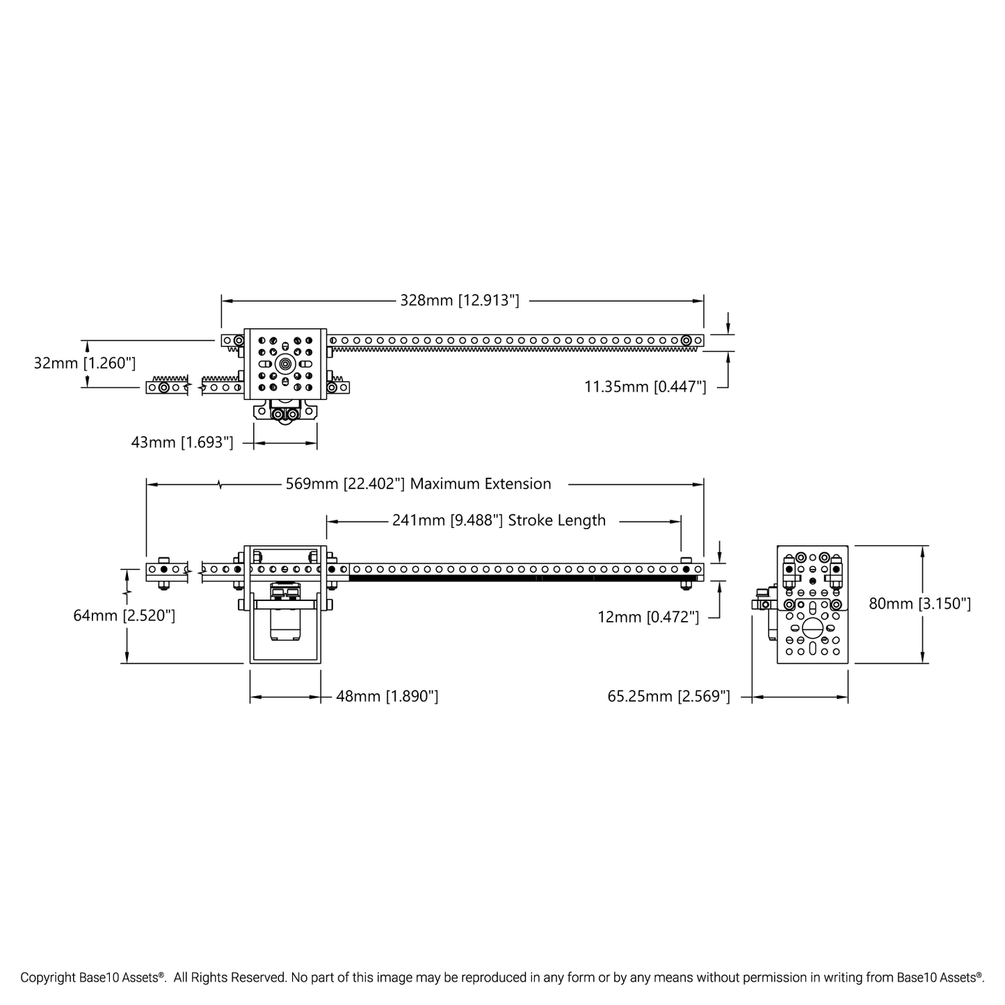 Servo-Driven Gear Rack Kit (27kg Thrust, 60 mm/sec, Dual Gear Rack)