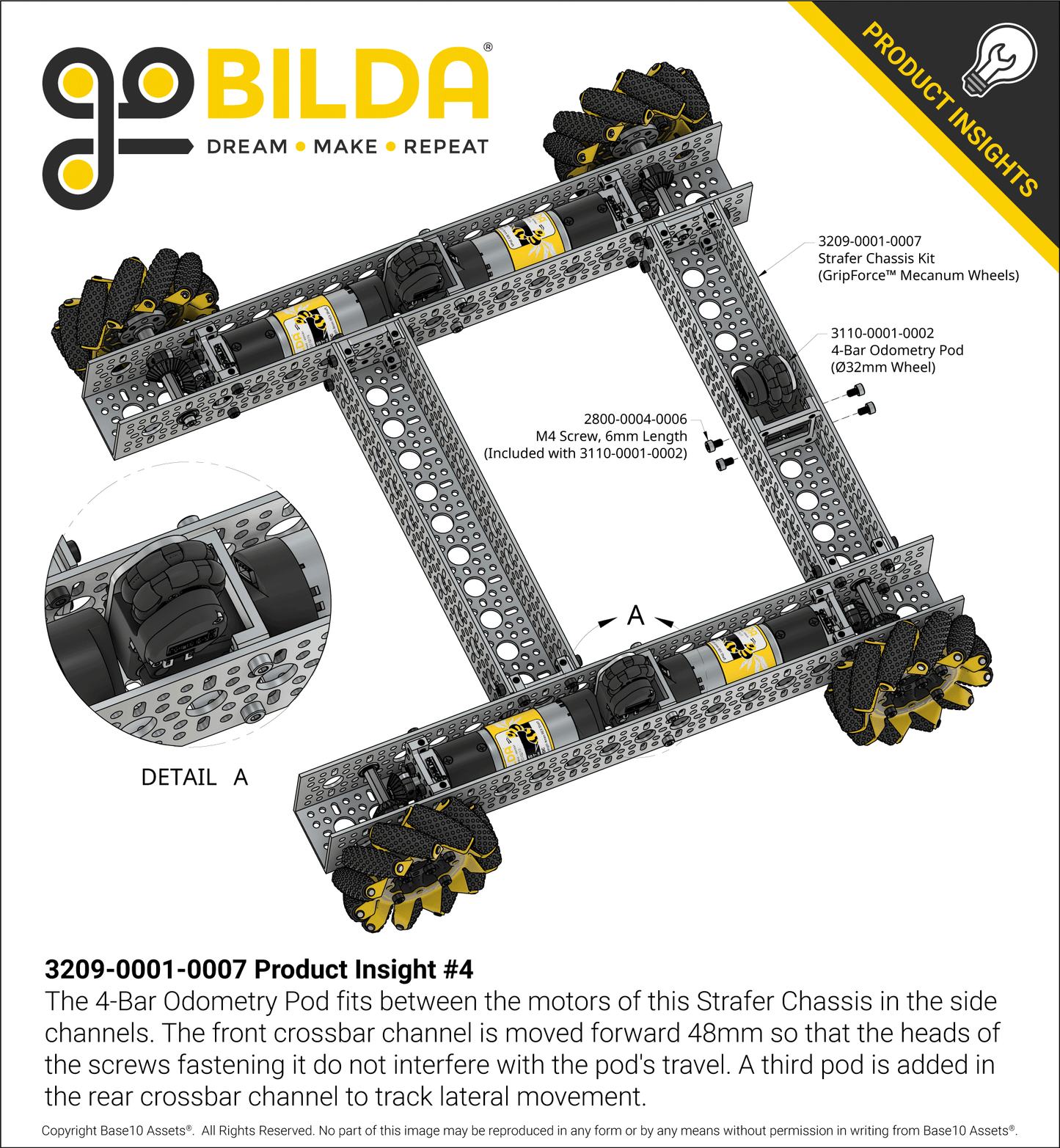 Strafer® Chassis Kit (104mm GripForce™ Mecanum Wheels)