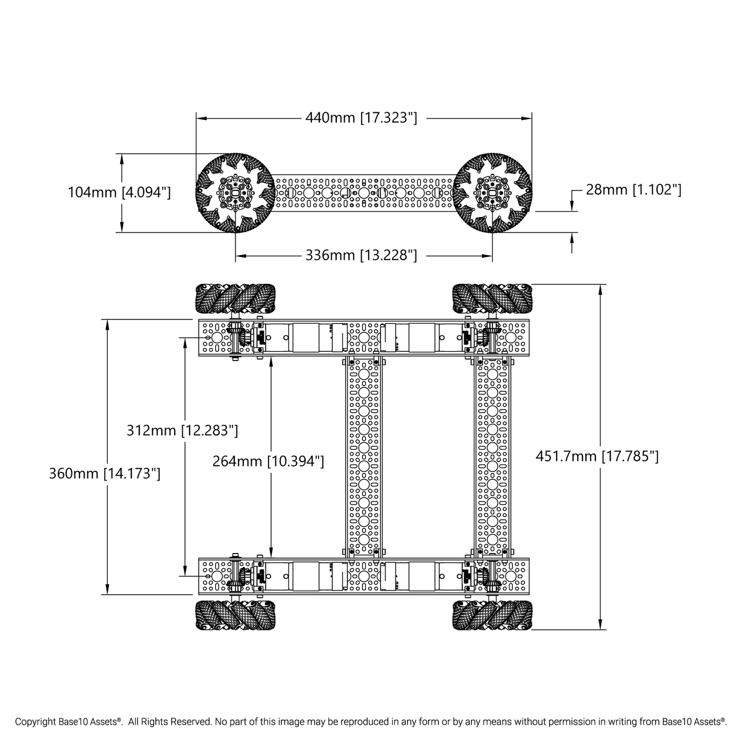 Strafer® Chassis Kit (104mm GripForce™ Mecanum Wheels)