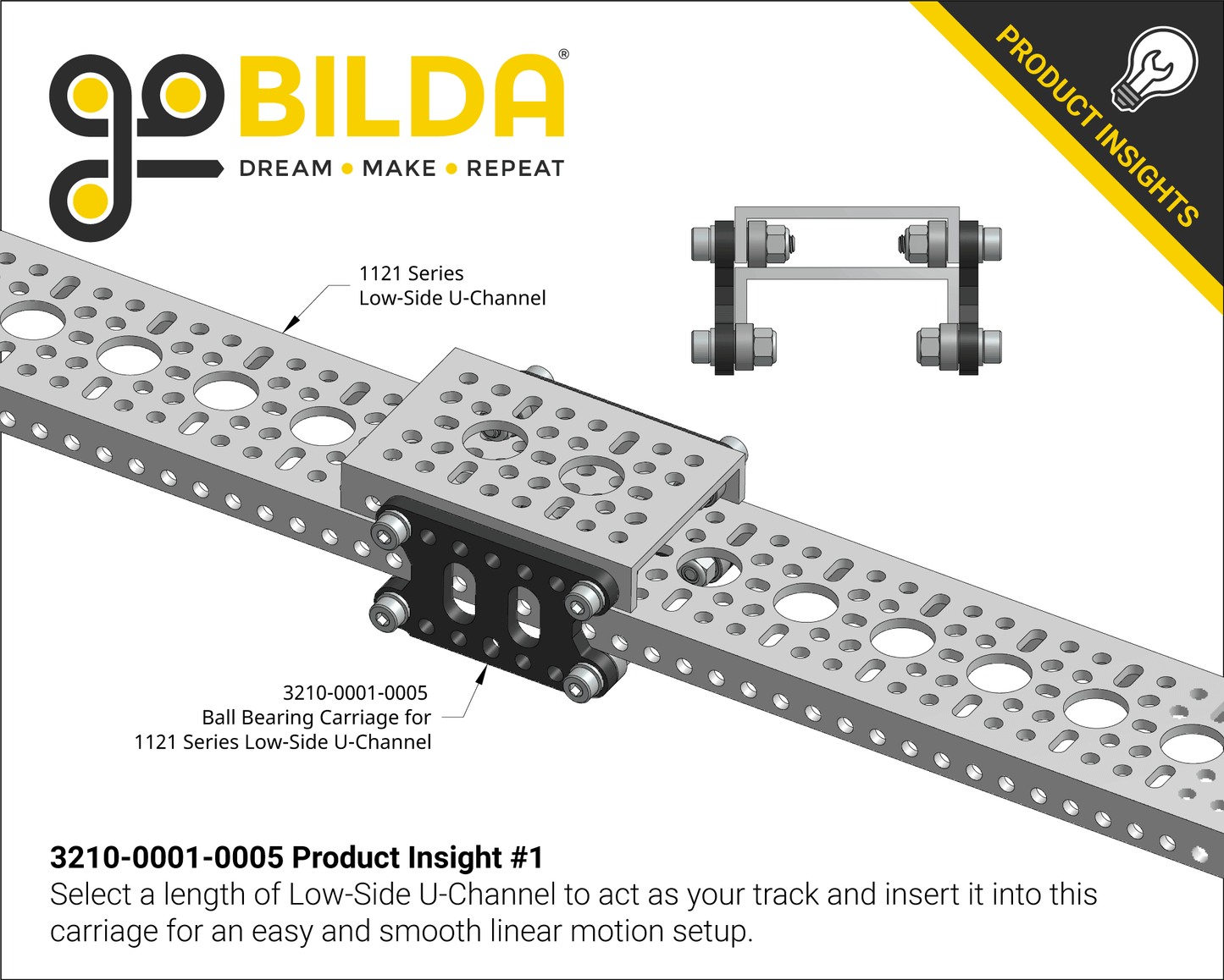 Ball Bearing Carriage for 1121 Series Low-Side U-Channel