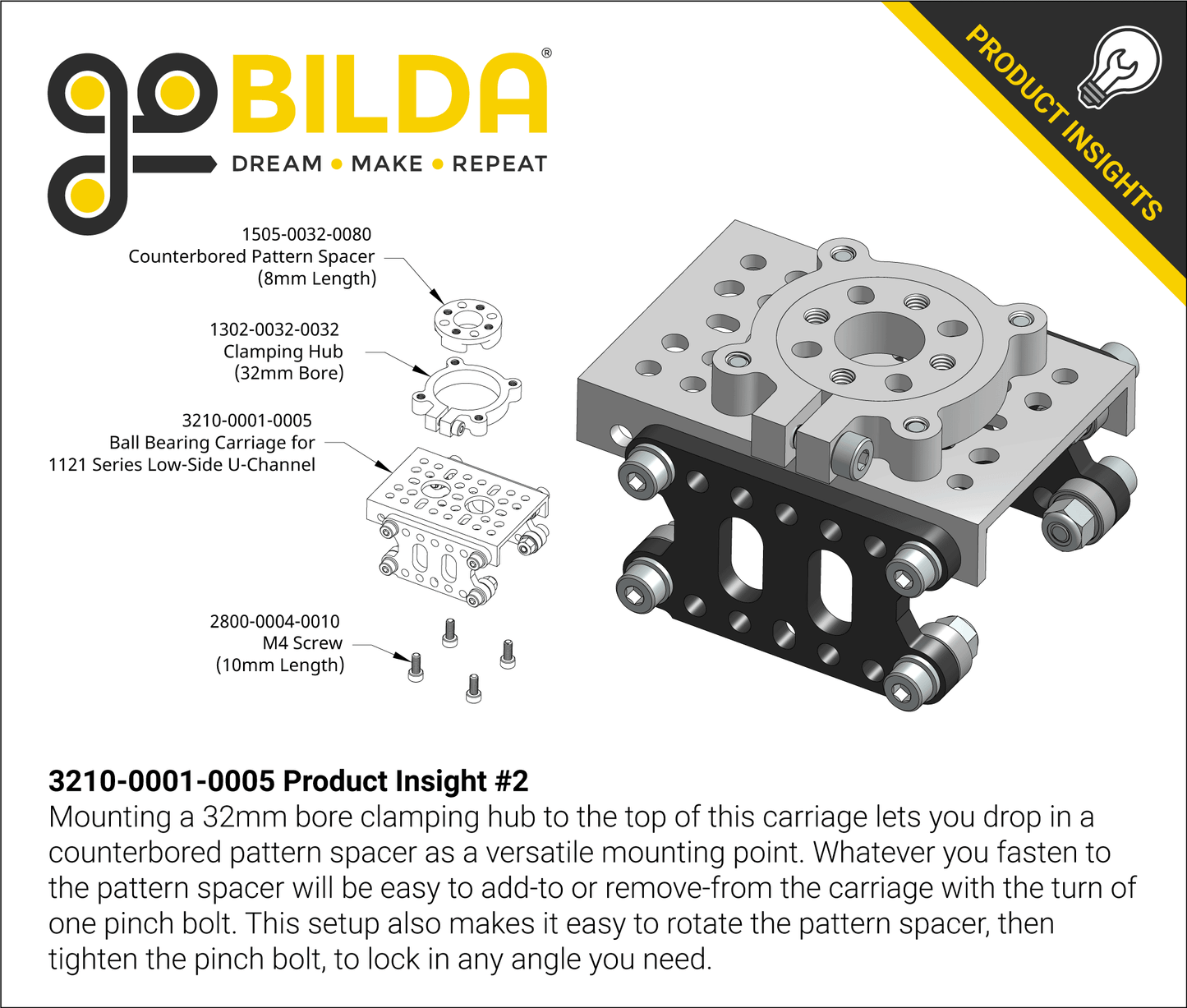 Ball Bearing Carriage for 1121 Series Low-Side U-Channel