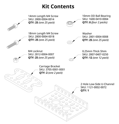 Ball Bearing Carriage for 1121 Series Low-Side U-Channel