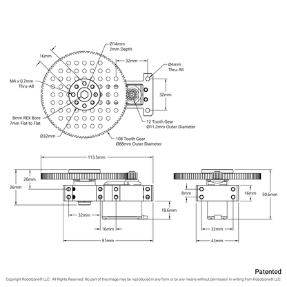 Shark-9 Servo Gearbox (1.26 sec/60°, 8 RPM, 4248 oz-in Torque, 280° Rotation) Continuous Mode