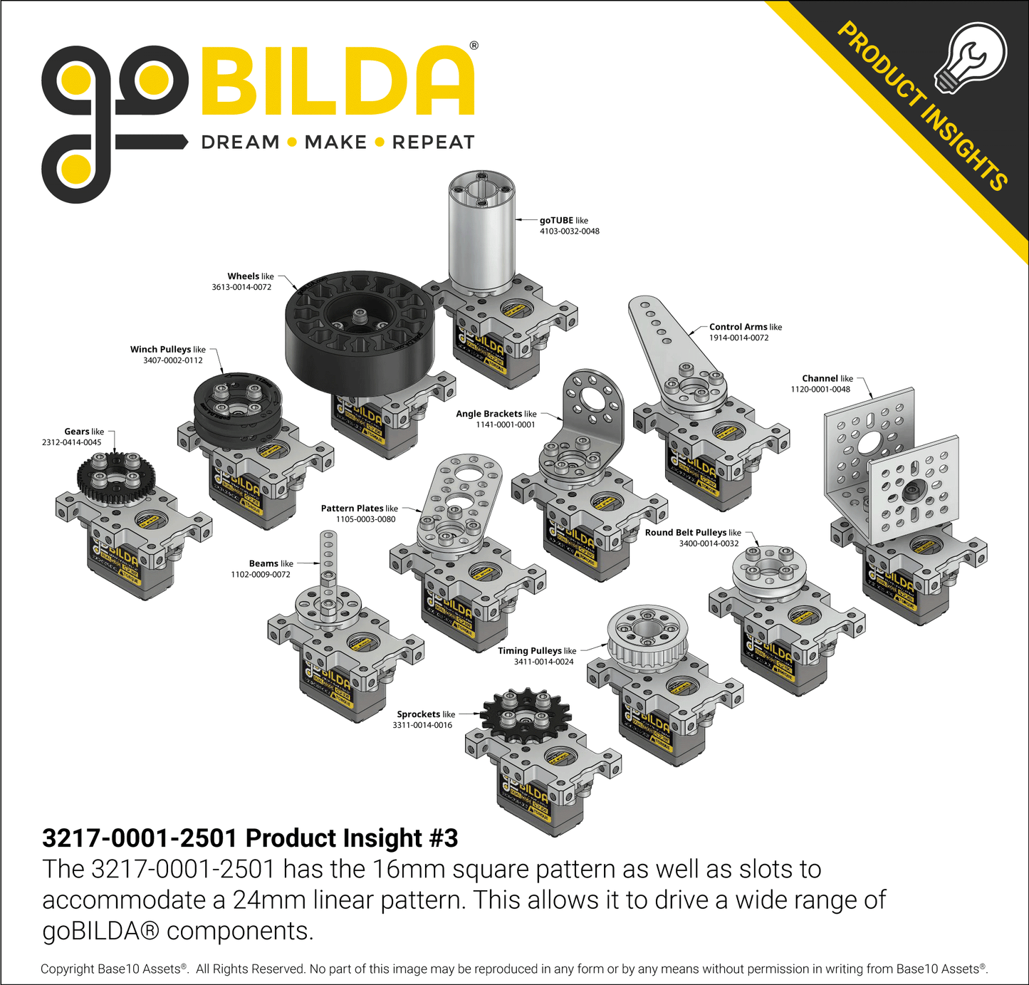 Compact ServoBlock® (43mm Width, For Standard Size H25T Spline Servo, Hub-Shaft)