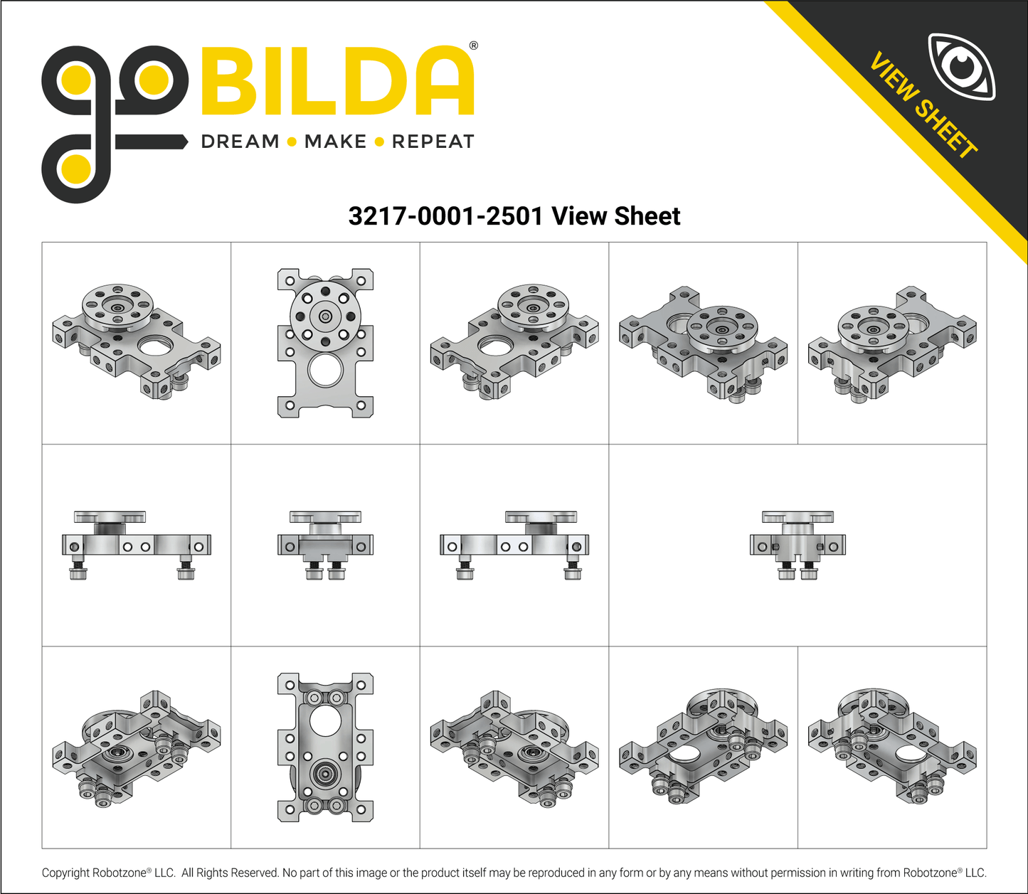 Compact ServoBlock® (43mm Width, For Standard Size H25T Spline Servo, Hub-Shaft)