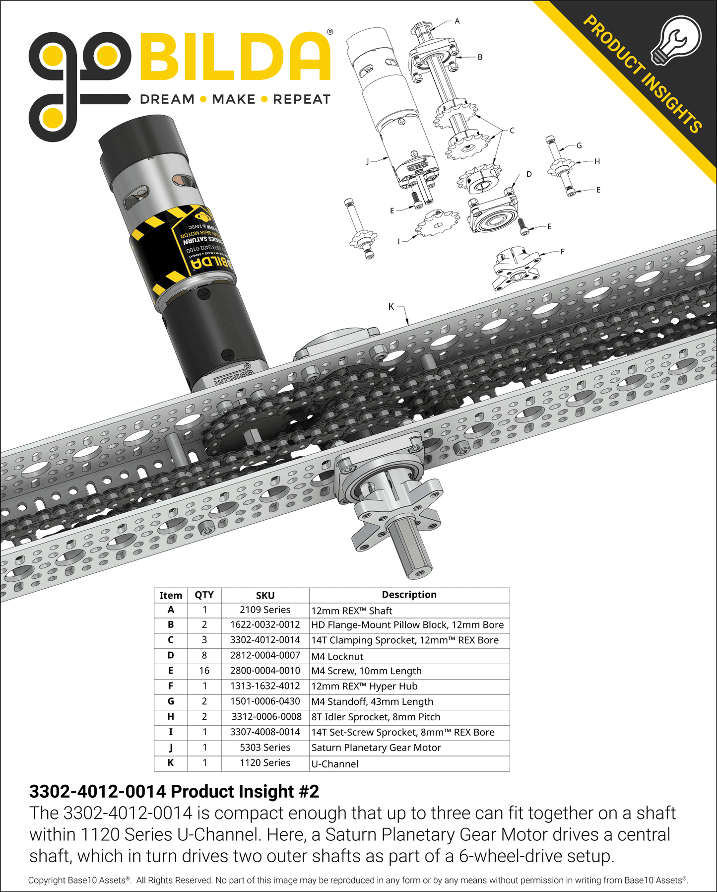 8mm Pitch Steel Clamping Sprocket (12mm REX™ Bore, 14 Tooth)