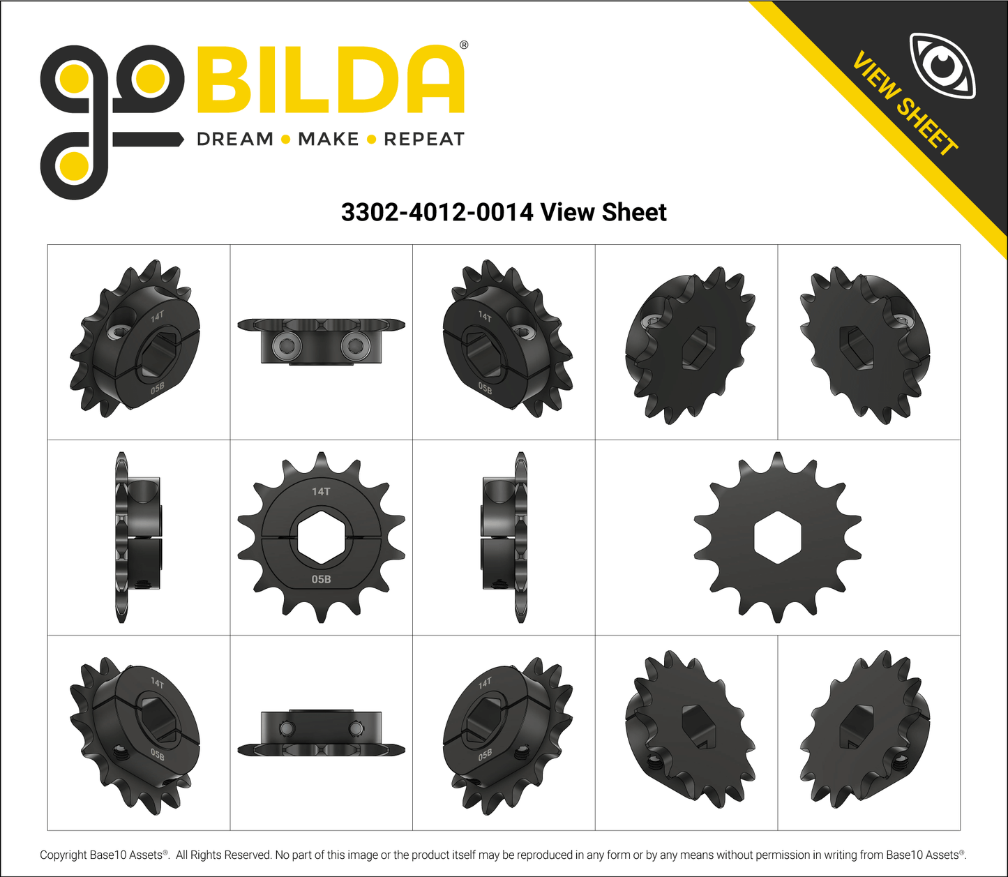 8mm Pitch Steel Clamping Sprocket (12mm REX™ Bore, 14 Tooth)