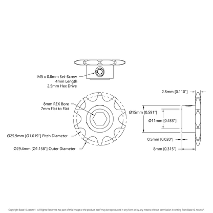 3307 Series 8mm Pitch Steel Set-Screw Sprocket (8mm REX™ Bore, 10 Tooth)