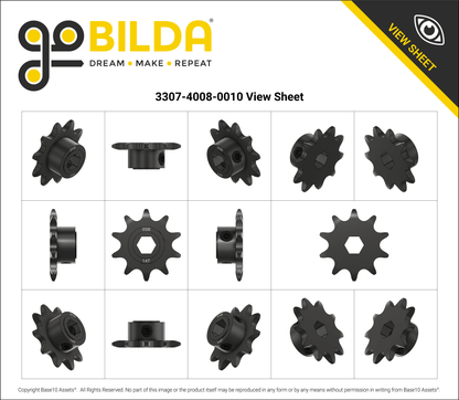 3307 Series 8mm Pitch Steel Set-Screw Sprocket (8mm REX™ Bore, 10 Tooth)