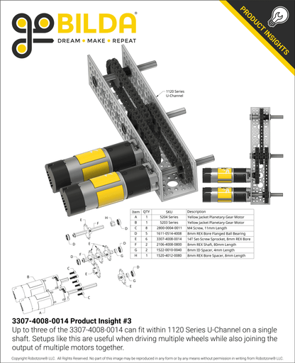 3307 Series 8mm Pitch Steel Set-Screw Sprocket (8mm REX™ Bore, 14 Tooth)