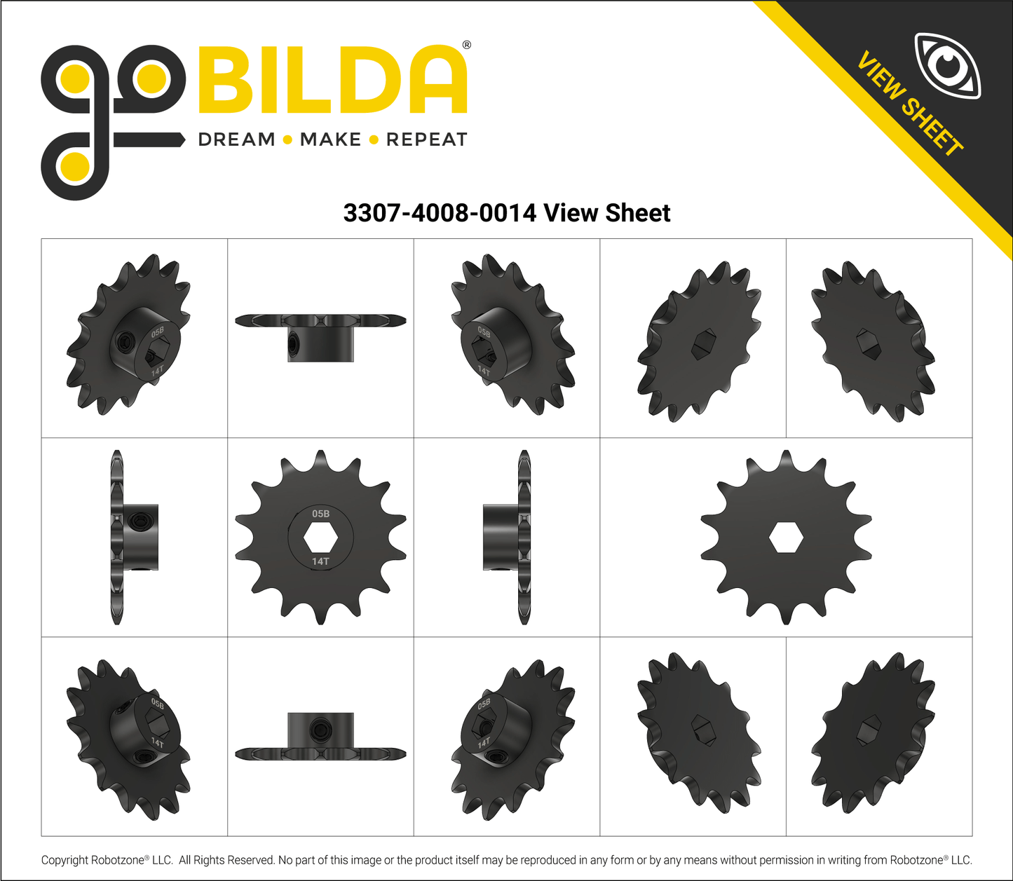 3307 Series 8mm Pitch Steel Set-Screw Sprocket (8mm REX™ Bore, 14 Tooth)