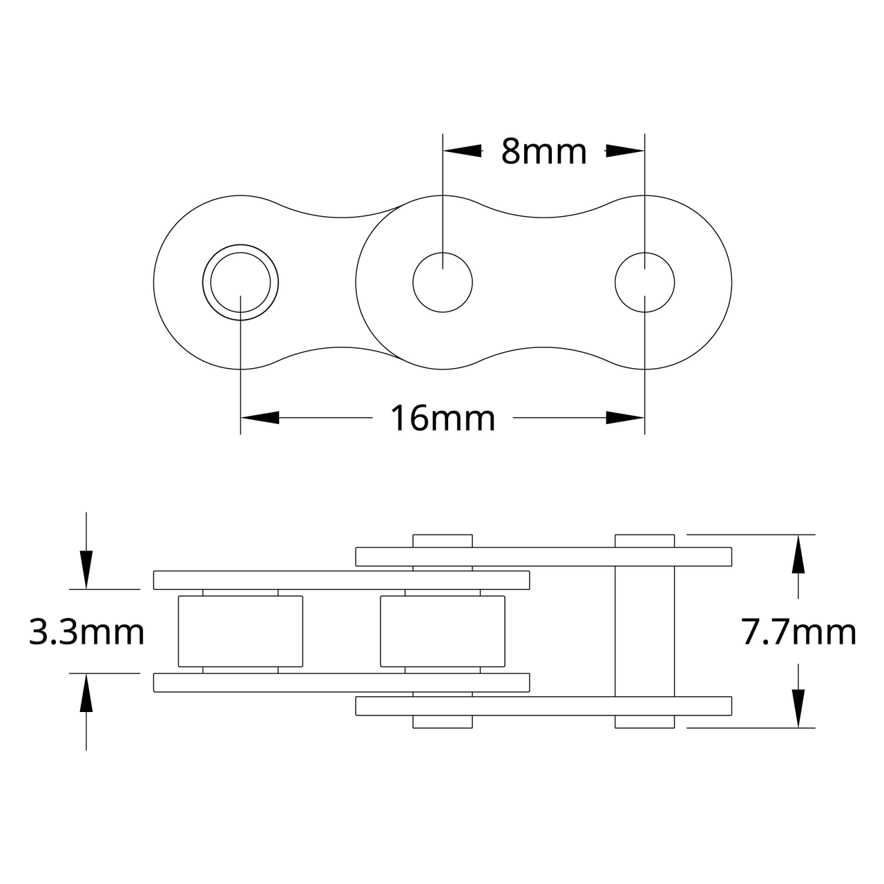 8mm Pitch Steel Chain (1 Meter Length)