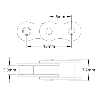 8mm Pitch Steel Chain (1 Meter Length)