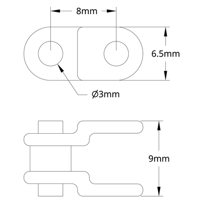 3309 Series 8mm Pitch Plastic Chain (50 Links/400mm, Black)