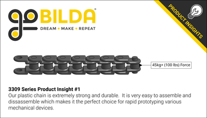 3309 Series 8mm Pitch Plastic Chain (50 Links/400mm, Black)