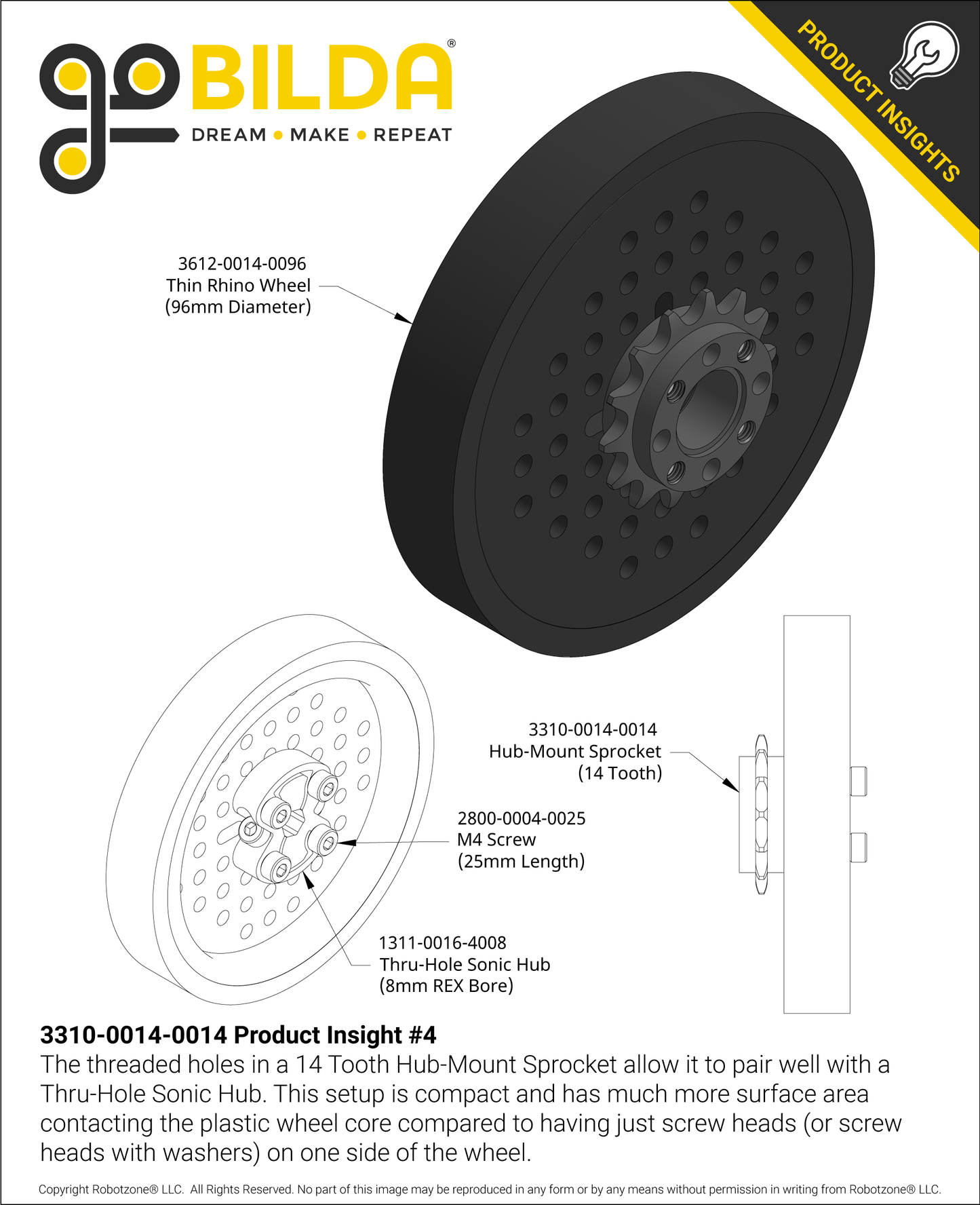 8mm Pitch Steel Hub-Mount Sprocket (14mm Bore, 14 Tooth)