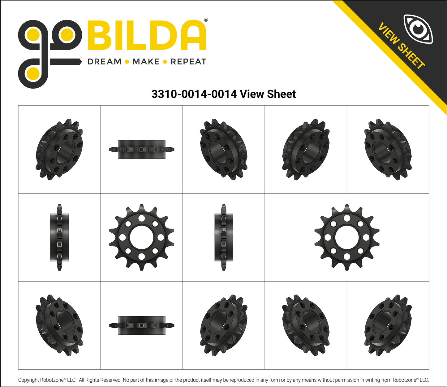 8mm Pitch Steel Hub-Mount Sprocket (14mm Bore, 14 Tooth)