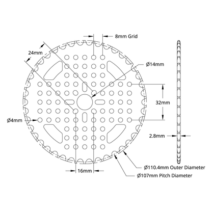 3310 Series 8mm Pitch Aluminum Hub Mount Sprocket (14mm Bore, 42 Tooth)