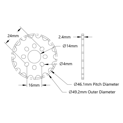 8mm Pitch Acetal Hub-Mount Sprocket (14mm Bore, 18 Tooth)