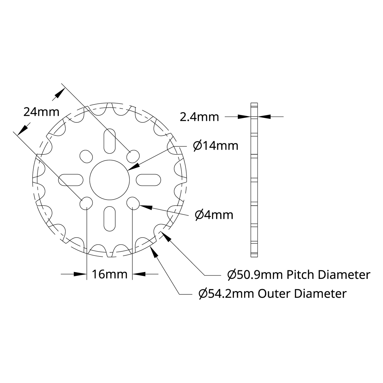 8mm Pitch Acetal Hub-Mount Sprocket (14mm Bore, 20 Tooth)