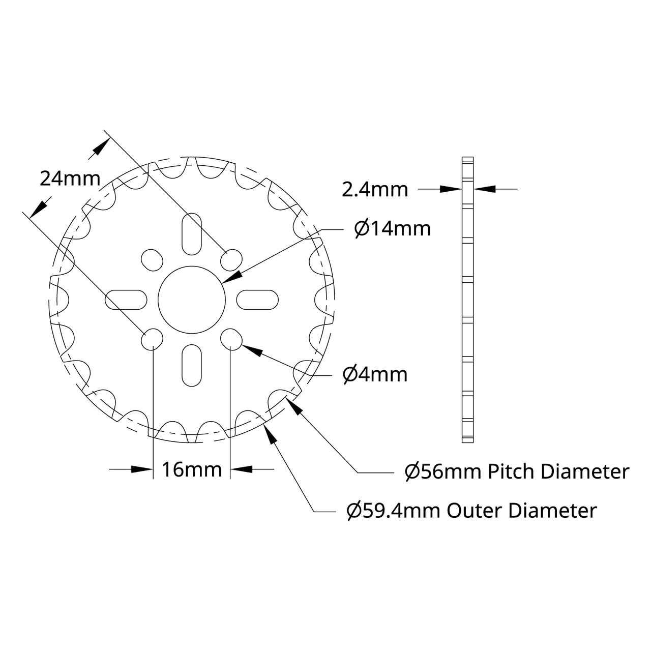 8mm Pitch Acetal Hub-Mount Sprocket (14mm Bore, 22 Tooth)