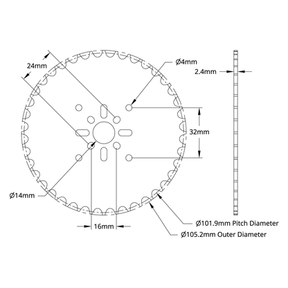 8mm Pitch Acetal Hub-Mount Sprocket (14mm Bore, 40 Tooth)