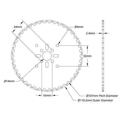 8mm Pitch Acetal Hub-Mount Sprocket (14mm Bore, 42 Tooth)