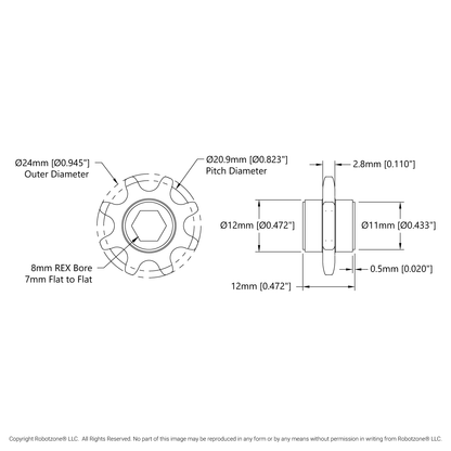 8mm Pitch Press-Fit Pinion Sprocket (8mm REX™ Bore, 8 Tooth) - 2 Pack