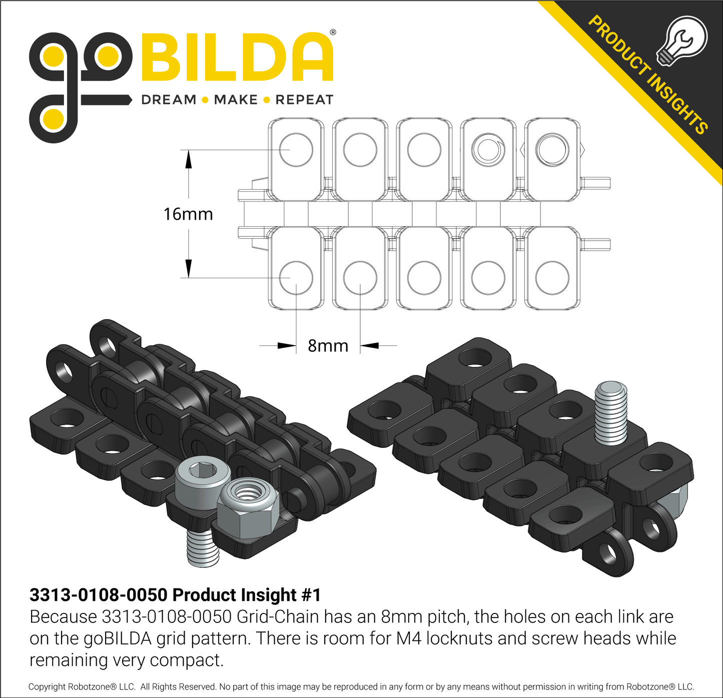 3313 Series 8mm Pitch Grid-Chain (50 Pack)