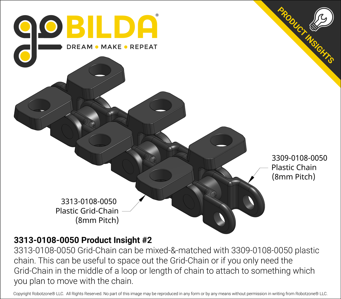 3313 Series 8mm Pitch Grid-Chain (50 Pack)