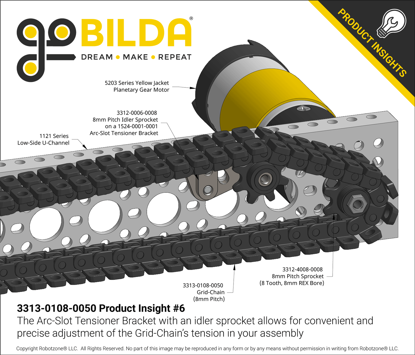 3313 Series 8mm Pitch Grid-Chain (50 Pack)