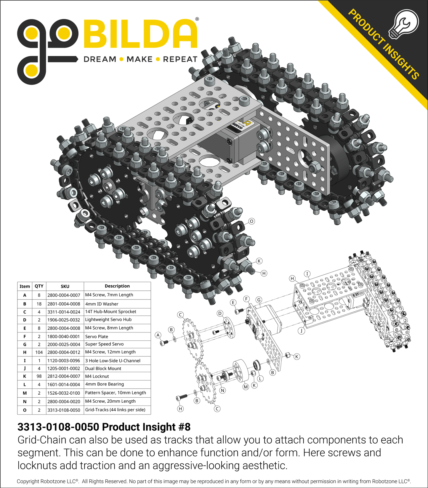 3313 Series 8mm Pitch Grid-Chain (50 Pack)