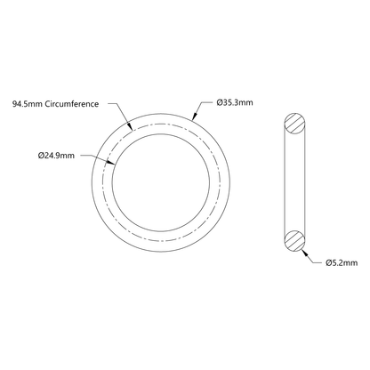 3405 Series Round Belt (5mm Cord Diameter, 95mm Circumference)