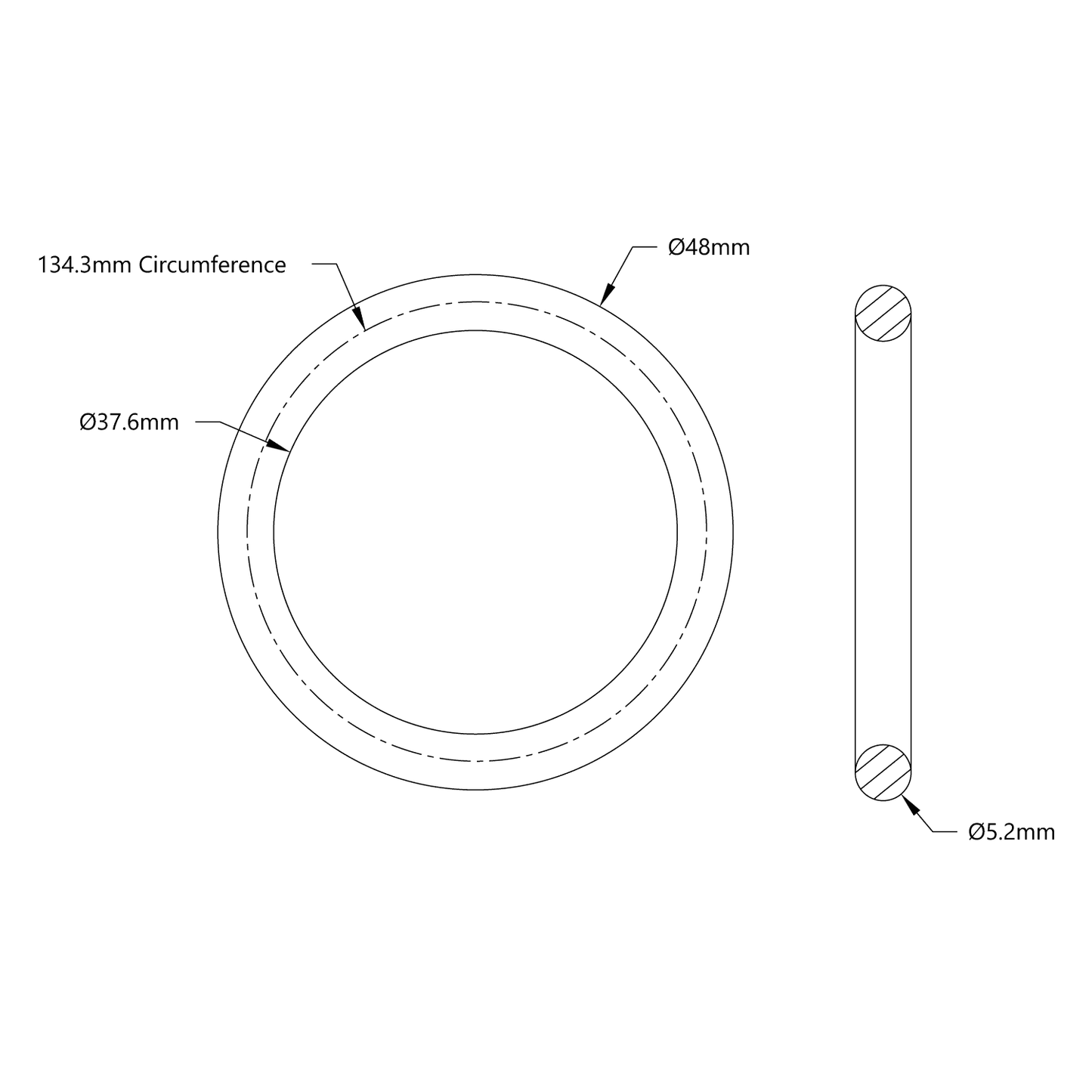 3405 Series Round Belt (5mm Cord Diameter, 134mm Circumference)