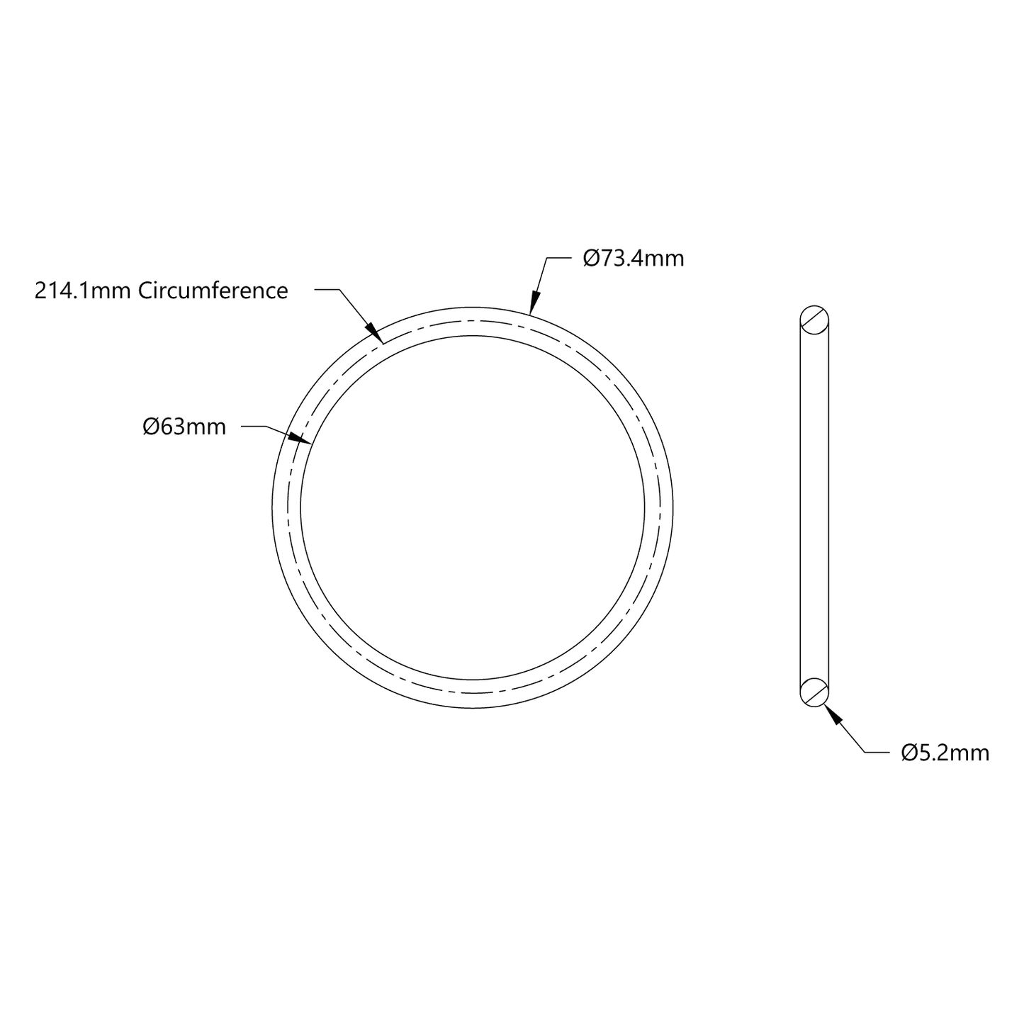 3405 Series Round Belt (5mm Cord Diameter, 214mm Circumference)