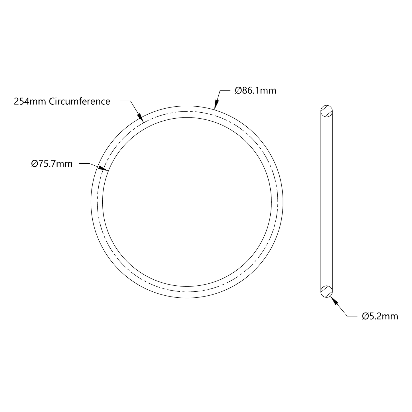 3405 Series Round Belt (5mm Cord Diameter, 254mm Circumference)