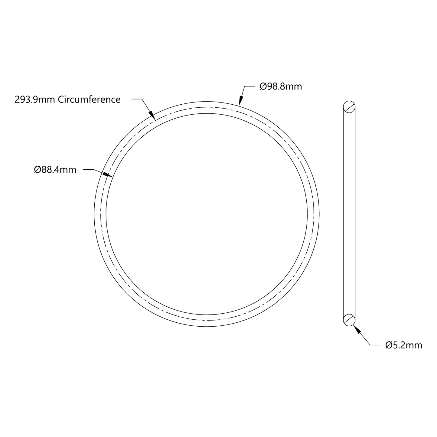 3405 Series Round Belt (5mm Cord Diameter, 294mm Circumference)