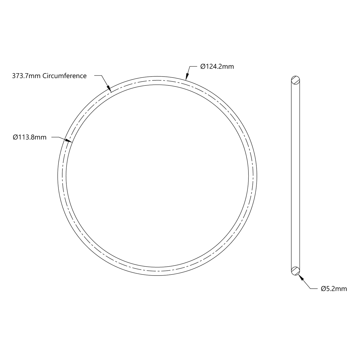 3405 Series Round Belt (5mm Cord Diameter, 374mm Circumference)