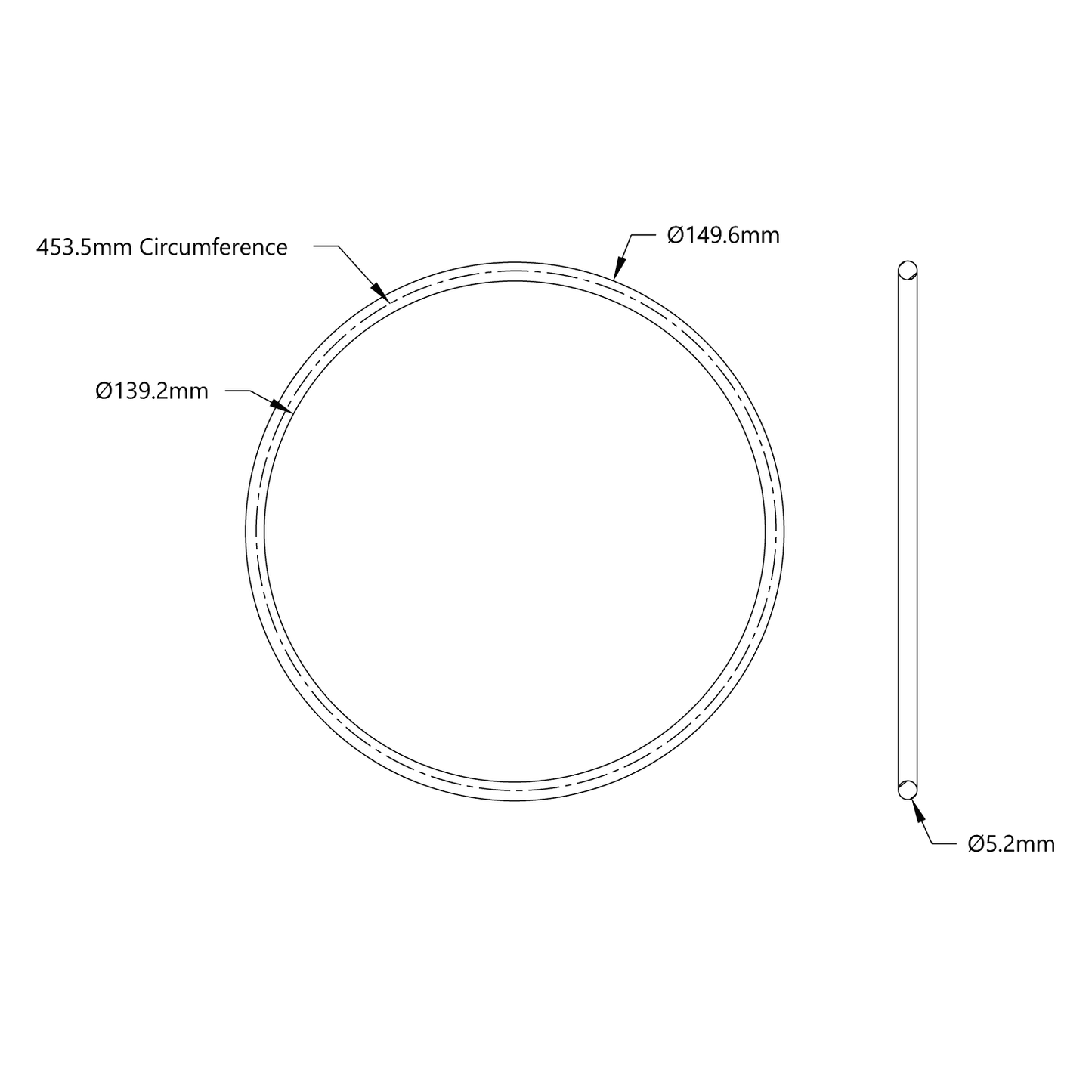 3405 Series Round Belt (5mm Cord Diameter, 454mm Circumference)