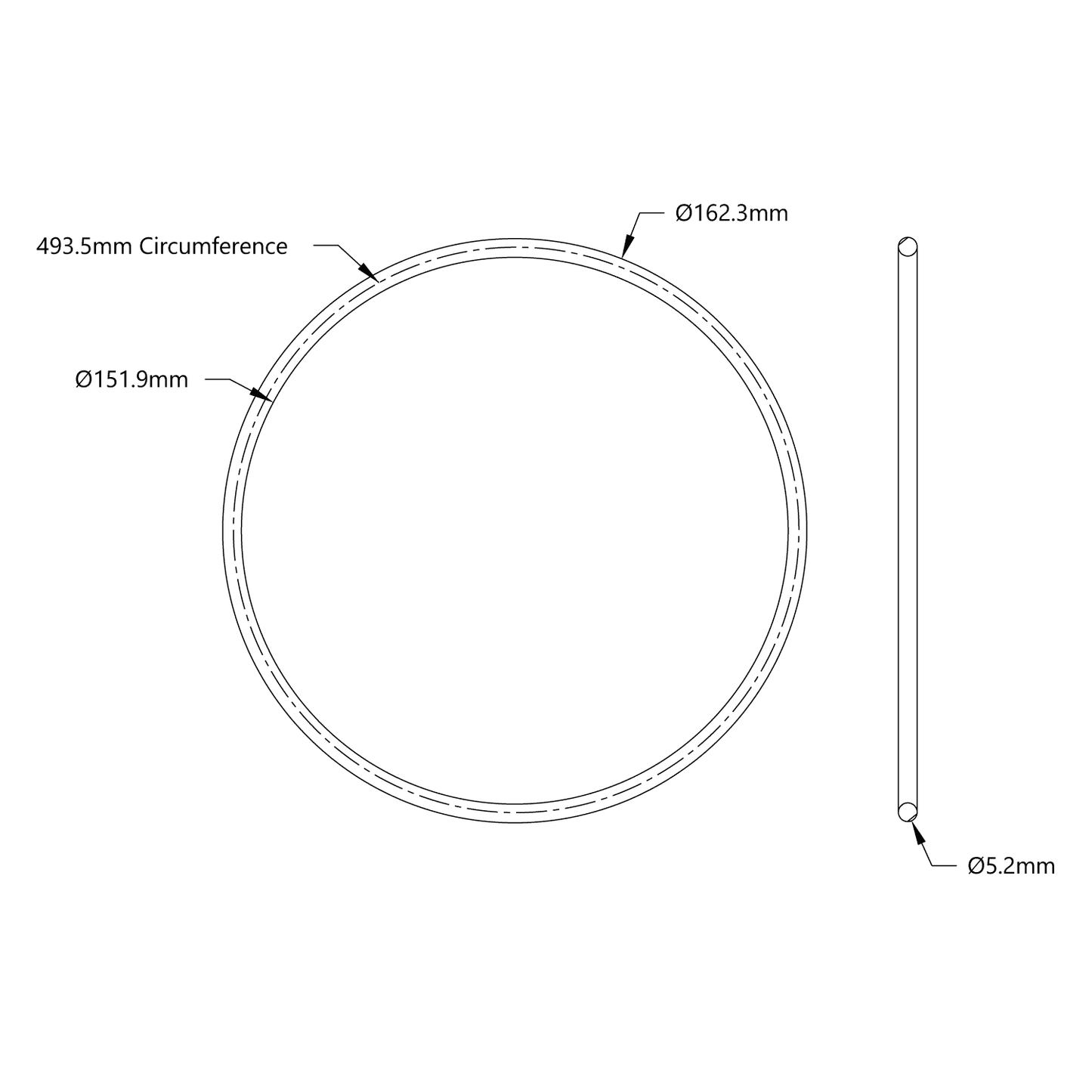 3405 Series Round Belt (5mm Cord Diameter, 494mm Circumference)