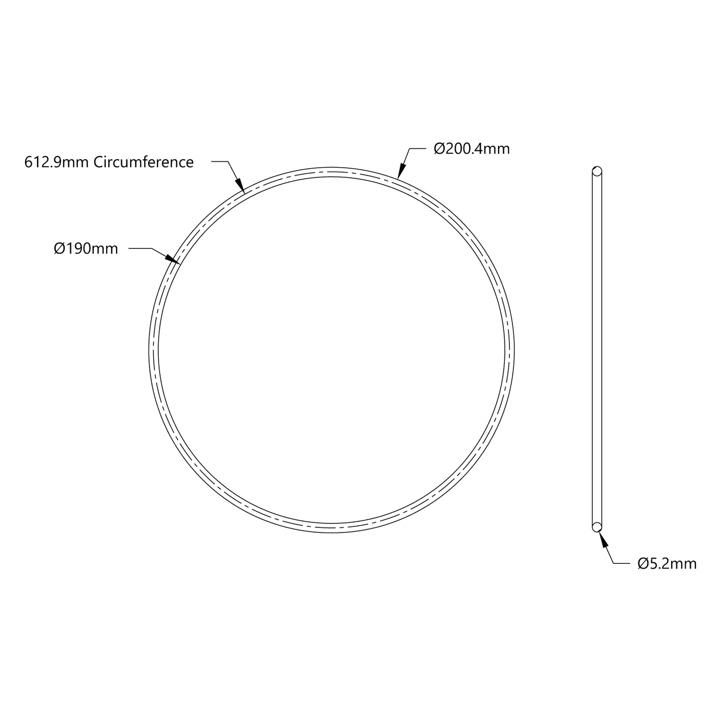 3405 Series Round Belt (5mm Cord Diameter, 613mm Circumference)