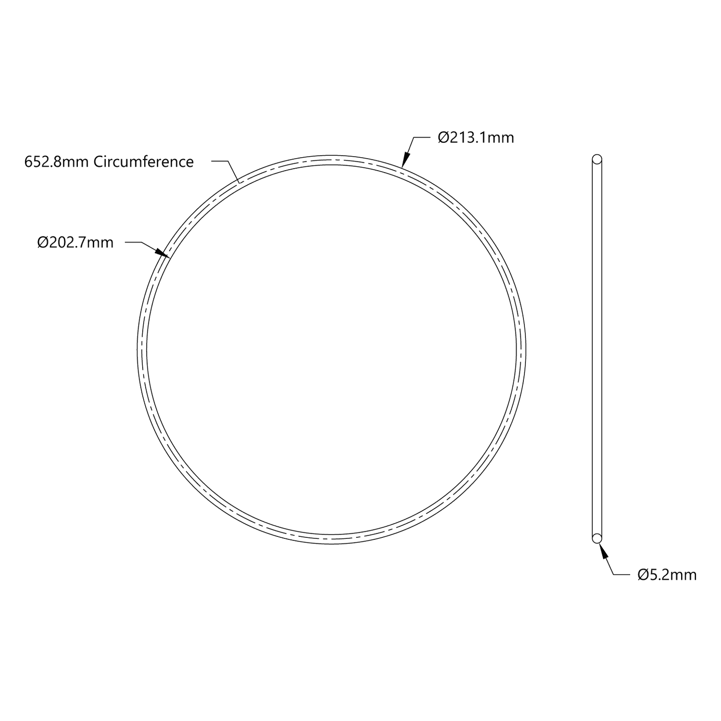 3405 Series Round Belt (5mm Cord Diameter, 653mm Circumference)