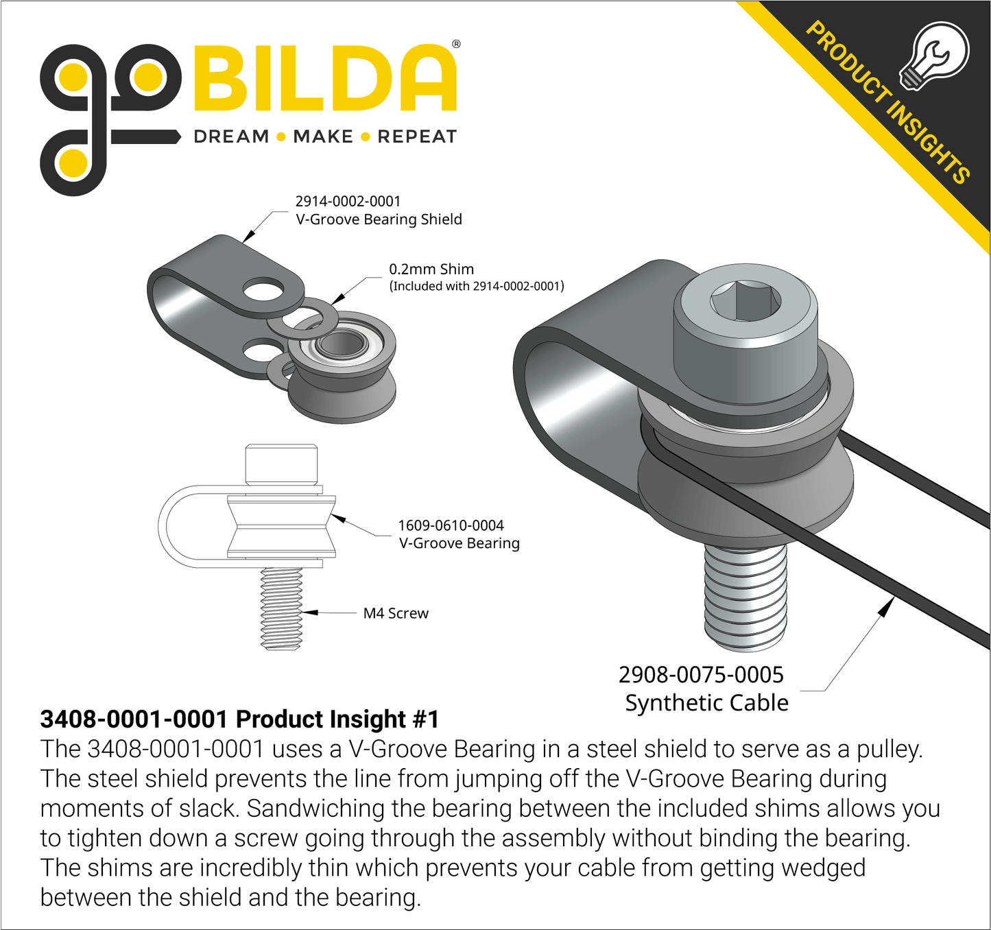 3408 Series V-Groove Pulley - 2 Pack