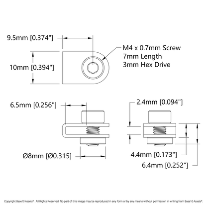 Steel Belt-Clamp for 2mm Pitch GT2 Timing Belt - 2 Pack