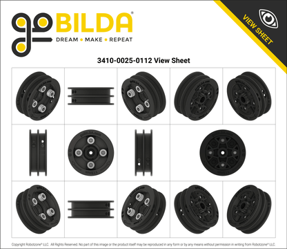 3410 Series Servo-Mount Winch Pulley (25T Spline, Dual Spool, 112mm Circumference)