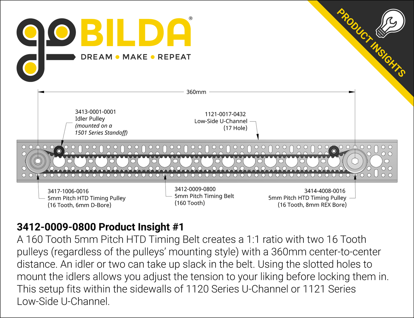 3412 Series 5mm HTD Pitch Timing Belt (9mm Width, 800mm Pitch Length, 160 Tooth)