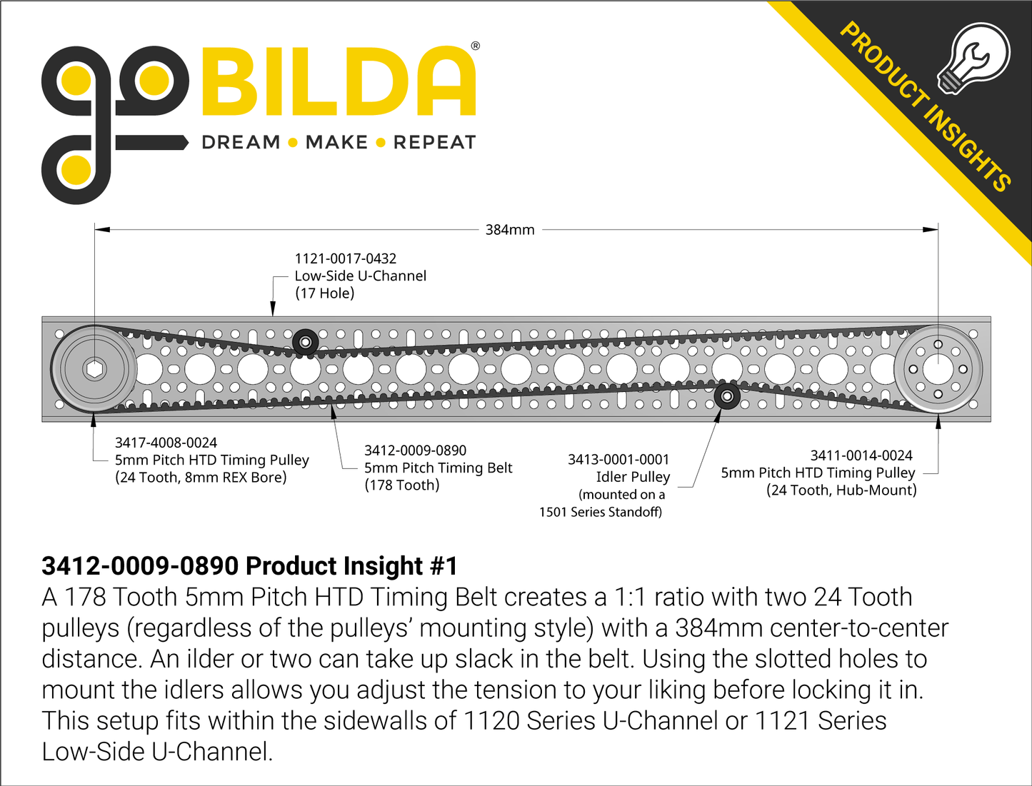 3412 Series 5mm HTD Pitch Timing Belt (9mm Width, 890mm Pitch Length, 178 Tooth)