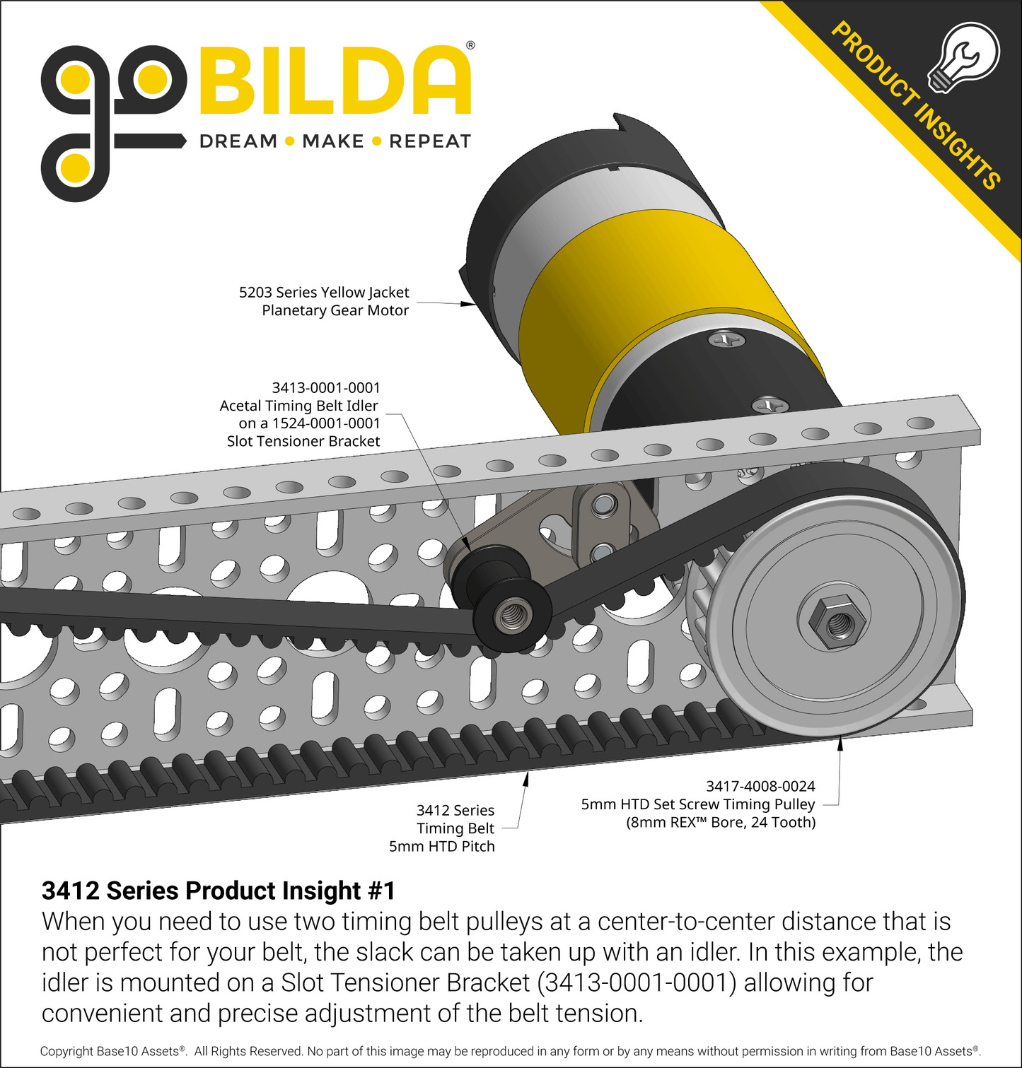 3412 Series 5mm HTD Pitch Timing Belt (9mm Width, 360mm Pitch Length, 72 Tooth)