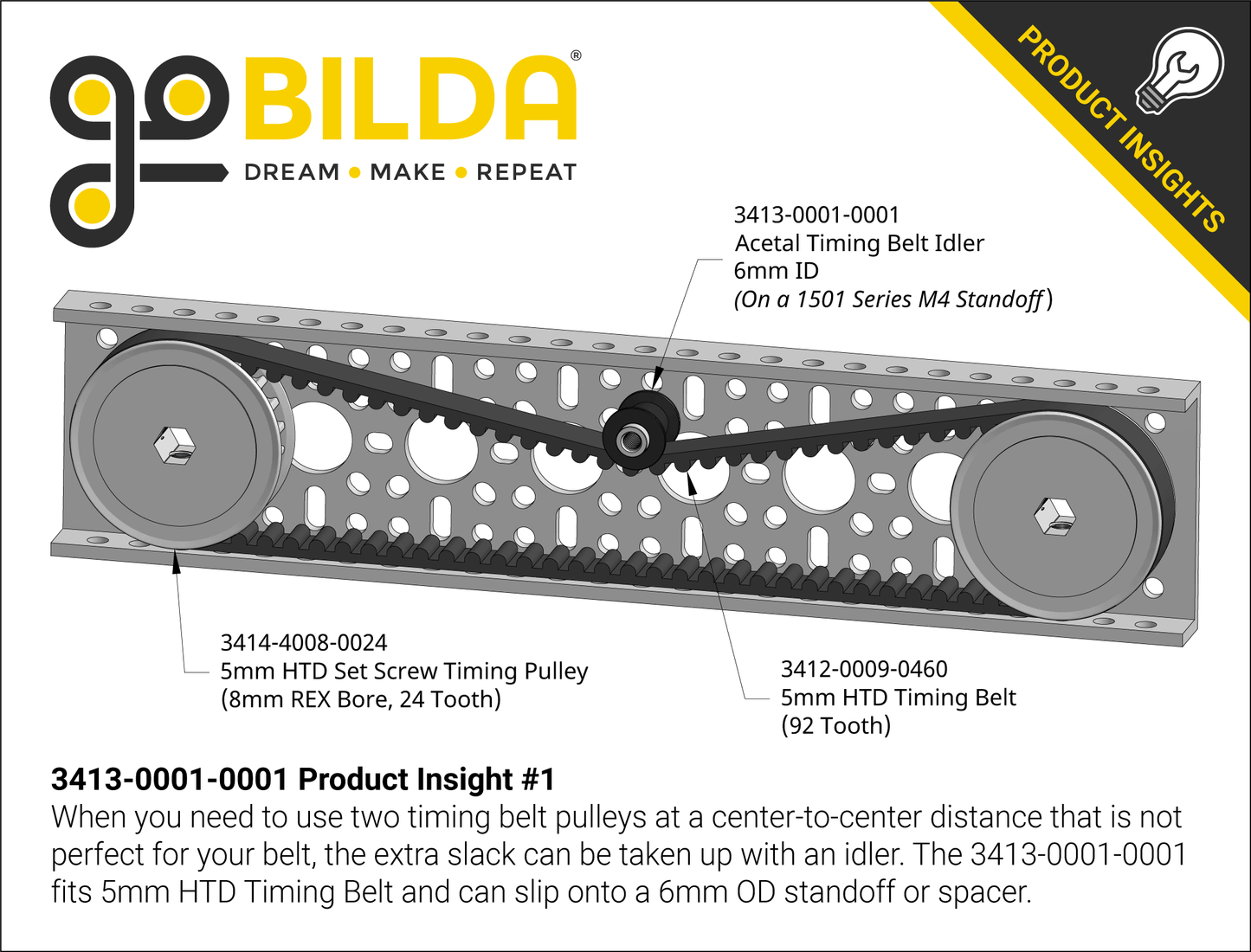 Acetal Timing Belt Idler (6mm ID x 12mm OD, 12mm Width, 1-1) - 2 Pack